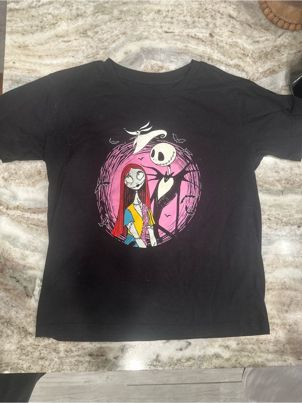 Disney The Nightmare Before Christmas Black Tee with Pink & Red Artwork